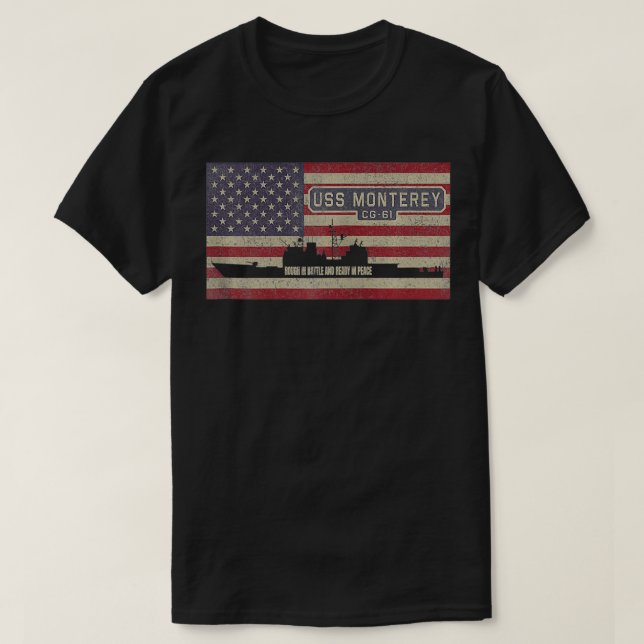 Camiseta USS Monterey CG61 Cruiser Ship USA American Flag Z (Diseño del anverso)