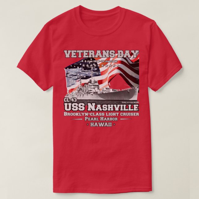 Camiseta USS Nashville CL43 Brooklynclass cruiser (Diseño del anverso)