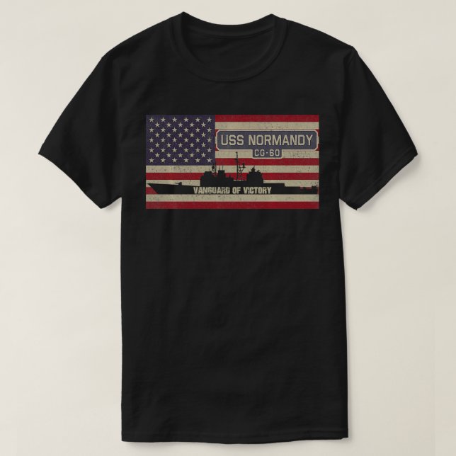 Camiseta USS Normandy CG60 Cruiser Ship USA American Flag P (Diseño del anverso)