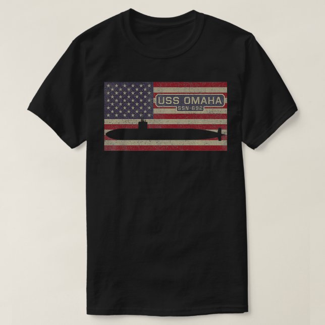 Camiseta USS Omaha SSN692 Submarino USA Bandera estadounide (Diseño del anverso)