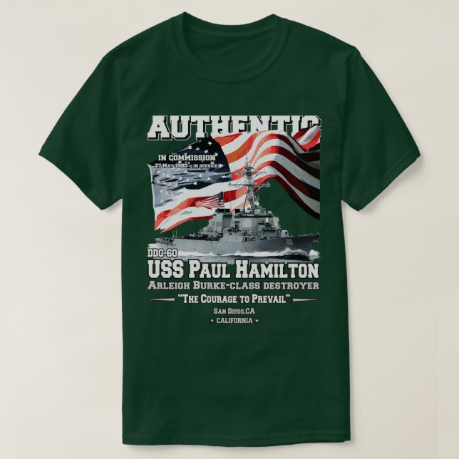 Camiseta USS Paul DDG60 Arleigh Burkeclass destructor (Diseño del anverso)
