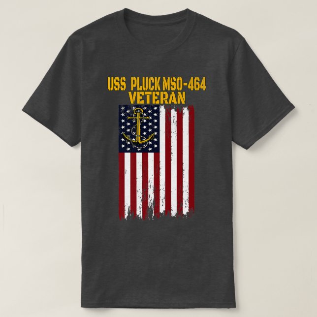 Camiseta USS Pluck MSO464 Minesweeper Warship Veteran Fathe (Diseño del anverso)