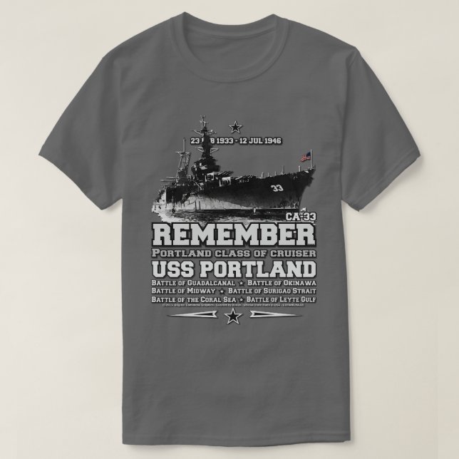 Camiseta USS Portland CLCA33 Cruiser pesado (Diseño del anverso)