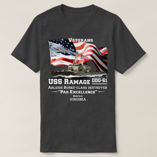 Camiseta USS Ramage DDG61 Destroyer (Diseño del anverso)