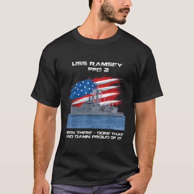 Camiseta USS Ramsey FFG 2 Clase Frigate American Flag Veter (Anverso)