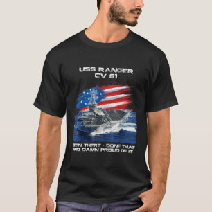 Camiseta USS Ranger CV 61 Aeronave Carrier Veterano Bandera