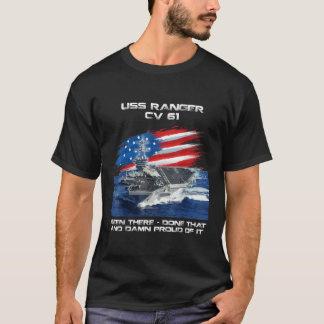 Camiseta USS Ranger CV 61 Aeronave Carrier Veterano Bandera