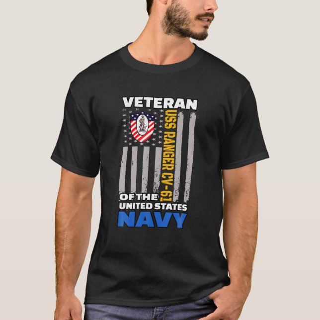 Camiseta USS Ranger CV-61 Aeronaves Veteranos Día Grasa (Anverso)