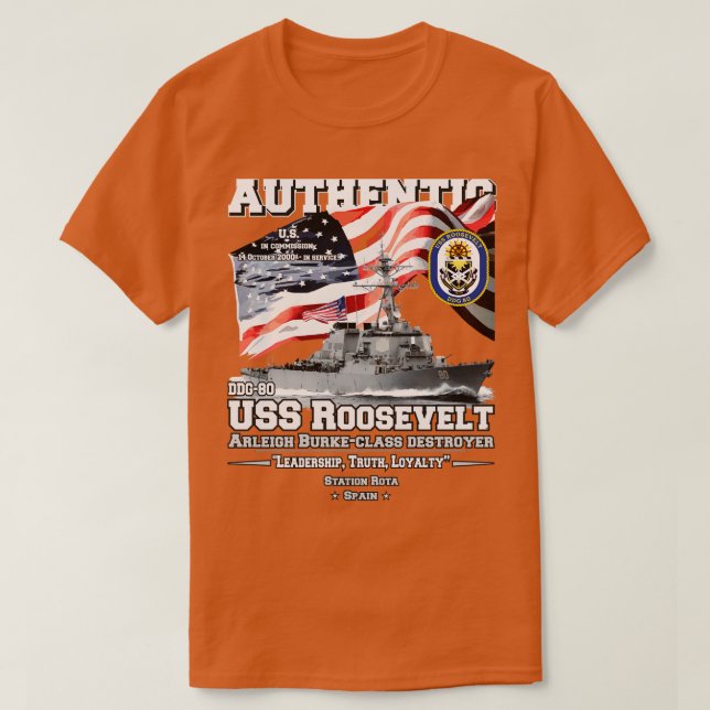 Camiseta USS Roosevelt DDG80 Destroyer (Diseño del anverso)