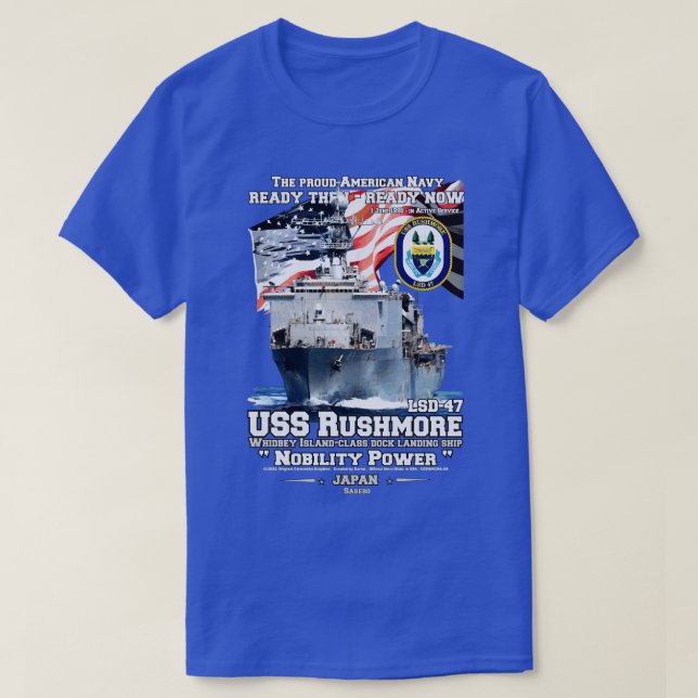 Camiseta USS Rushmore LSD47 barco de aterrizaje para muelle (Diseño del anverso)