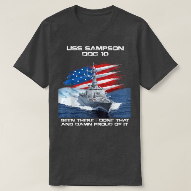 Camiseta USS Sampson DDG10 Destroyer Ship Veterano de la ba (Diseño del anverso)