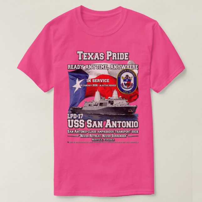 Camiseta USS San Antonio LPD17 muelle de transporte anfibio (Diseño del anverso)