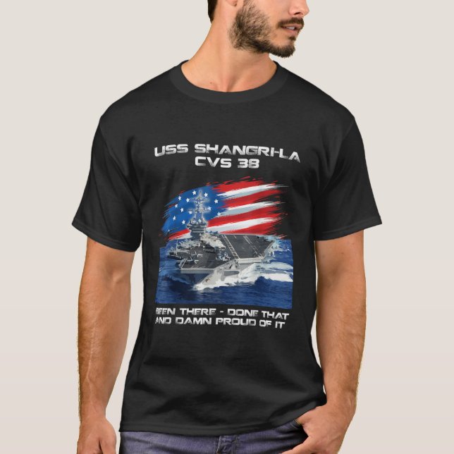 Camiseta USS Shangri La CVS 38 Aeronaves Veteranos Estados  (Anverso)