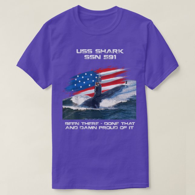 Camiseta USS Shark SSN591 Veterano submarino de bandera est (Diseño del anverso)