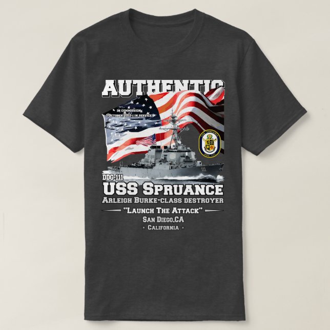 Camiseta USS Spruance DDG11 Destroyer Veterans (Diseño del anverso)