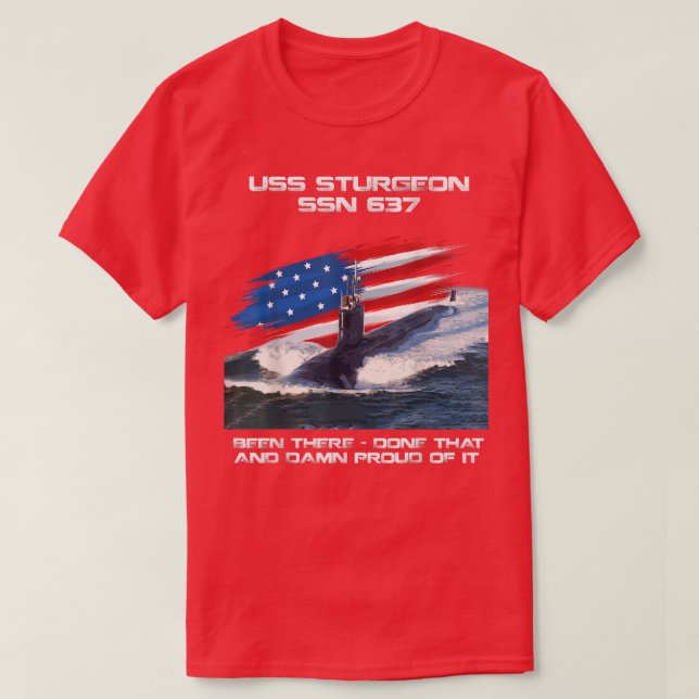Camiseta USS Sturgeon SSN637 Submarino de Bandera Americana (Diseño del anverso)