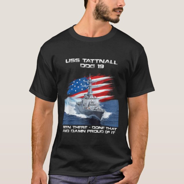 Camiseta USS Tattnall DDG 19 Destroyer Ship bandera de los  (Anverso)