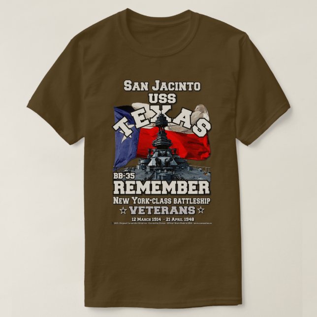 Camiseta USS TEXAS BB35 Batallero San Jacinto (Diseño del anverso)