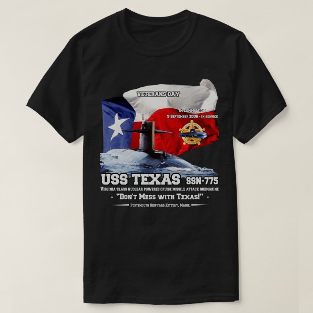 Camiseta USS Texas SSN775 Veterans Day (Diseño del anverso)