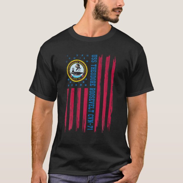 Camiseta USS Theodore Roosevelt CVN-71 Aircraft Carrier Vet (Anverso)