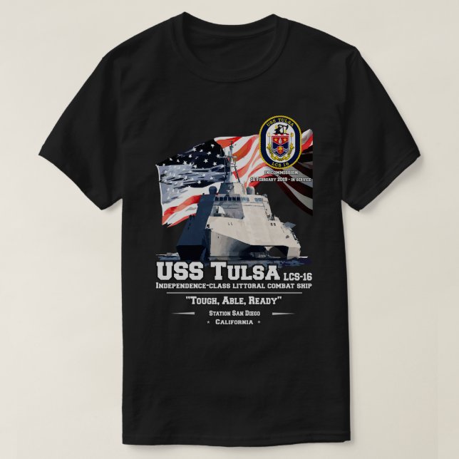 Camiseta USS Tulsa LCS16 Combate litoral independiente (Diseño del anverso)