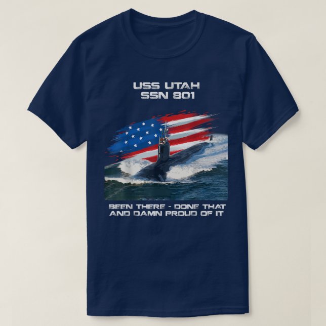 Camiseta USS Utah SSN801 Veterano submarino de bandera esta (Diseño del anverso)