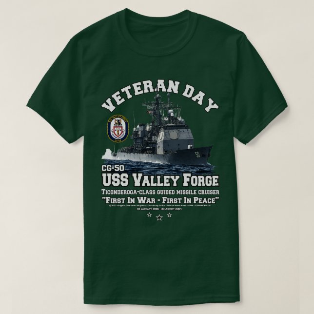 Camiseta USS Valley Forge CG50 Veteranos de cruceros estado (Diseño del anverso)