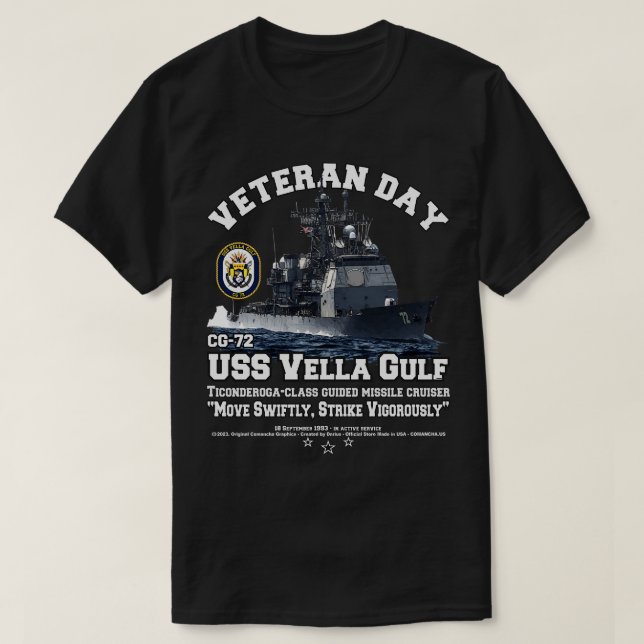 Camiseta USS Vella Gulf CG72 Veteranos de cruceros de la Ma (Diseño del anverso)