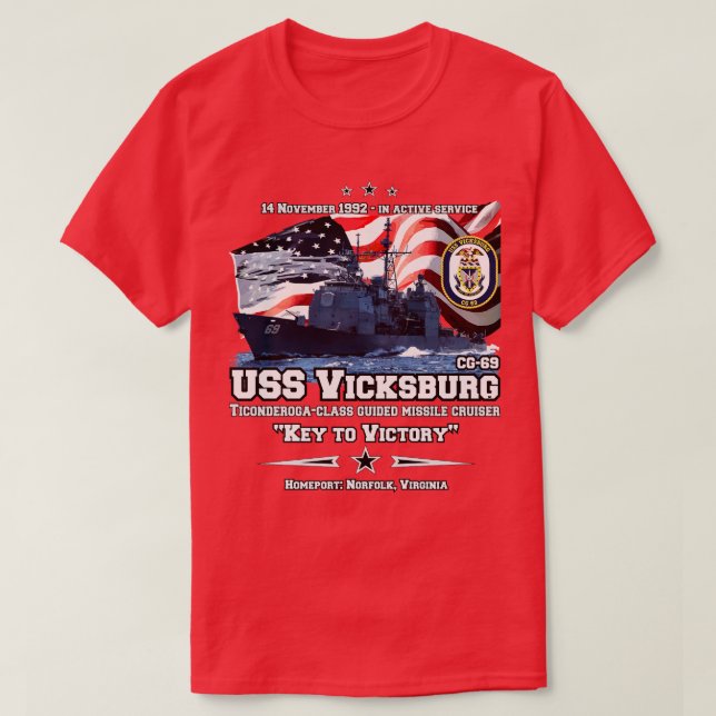 Camiseta USS Vicksburg CG69 Cruiser (Diseño del anverso)