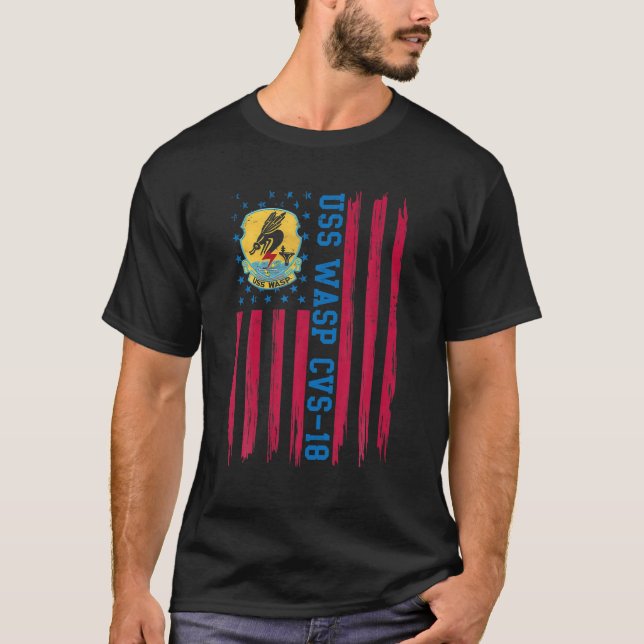 Camiseta USS Wasp CVS-18 Veterano portaaviones de bandera d (Anverso)