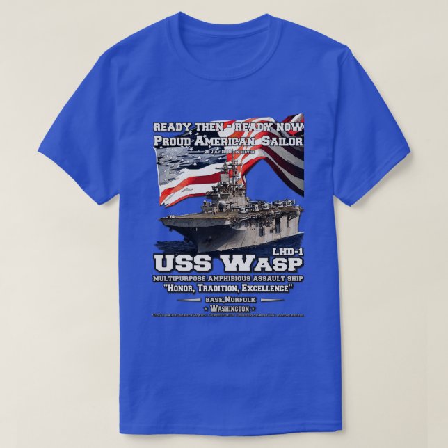 Camiseta USS Wasp LHD1 buque de asalto anfibio (Diseño del anverso)