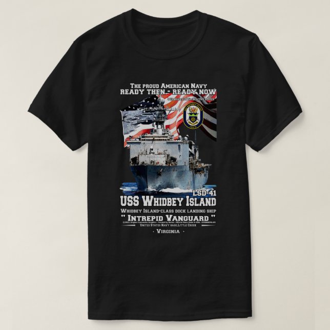 Camiseta USS Whidbey Island barco de la marina LSD41 (Diseño del anverso)