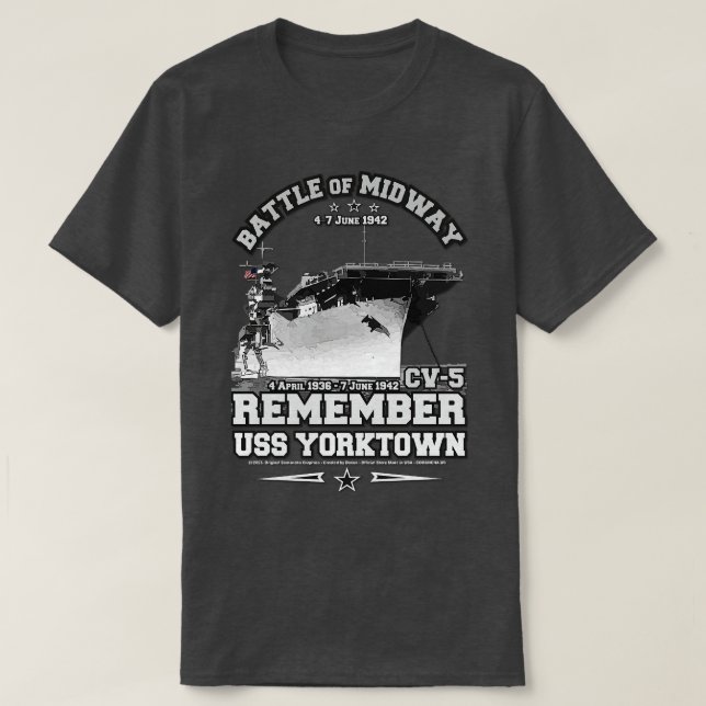 Camiseta USS YORKTOWN CV5 Recuerde ww2 (Diseño del anverso)
