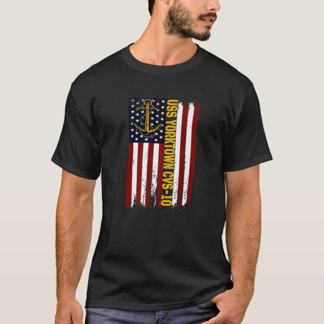 Camiseta USS Yorktown CVS-10 Aeronaves Portadora Bandera Am (Anverso)