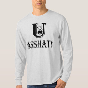 Camiseta Usted Asshat Black Font Insult Unisex Long Sleeve