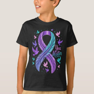 Camiseta Usted Cinta Mariposa Conciencia Del Suicidio Mujer