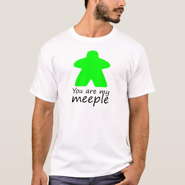 Camiseta Usted es mi meeple - esquema verde del W. (Anverso)
