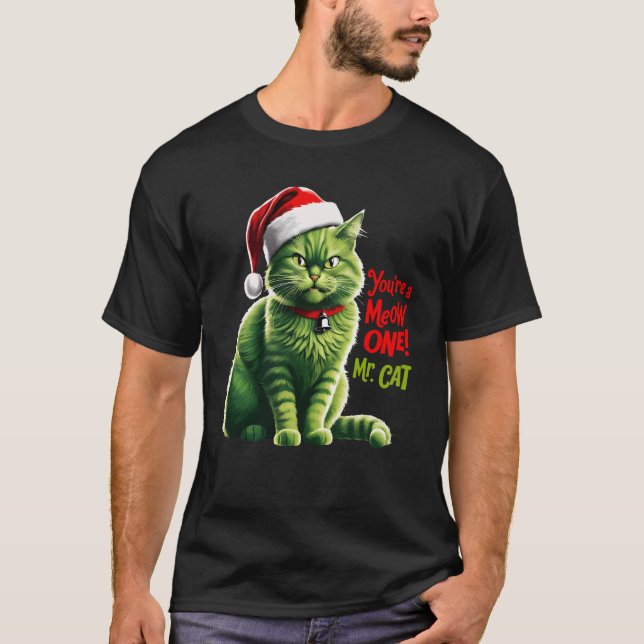 Camiseta Usted es un Navidad de gato gracioso Sr. Cat (Anverso)