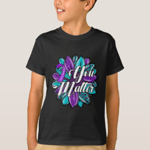 Camiseta Usted Girasol Púrpura Cinta Azul Marino Conciencia