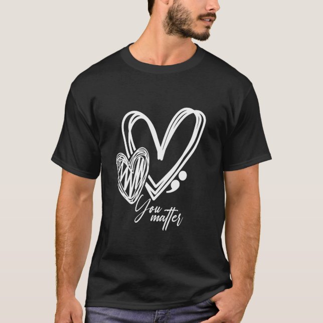 Camiseta Usted Importa Semicolon Heart Retro Salud Mental A (Anverso)