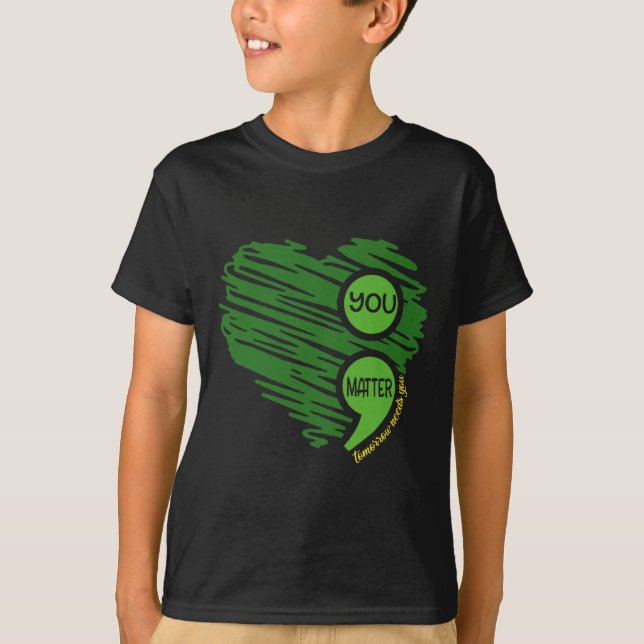Camiseta Usted Importa Semicolon Heart Retro Salud Mental A (Anverso)