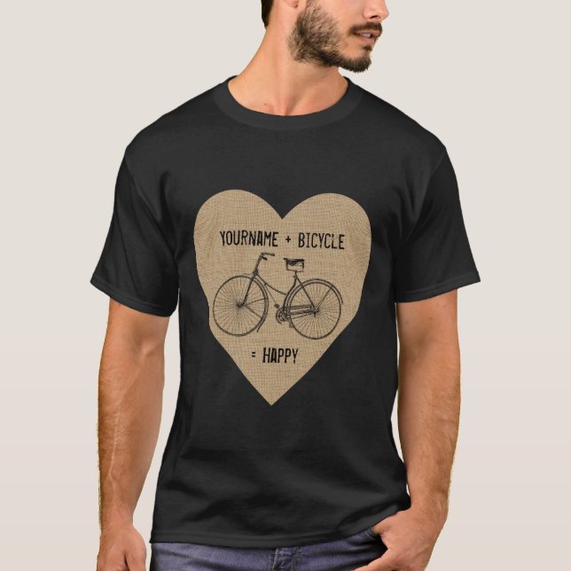 Camiseta Usted más la bicicleta iguala la arpillera antigua (Anverso)