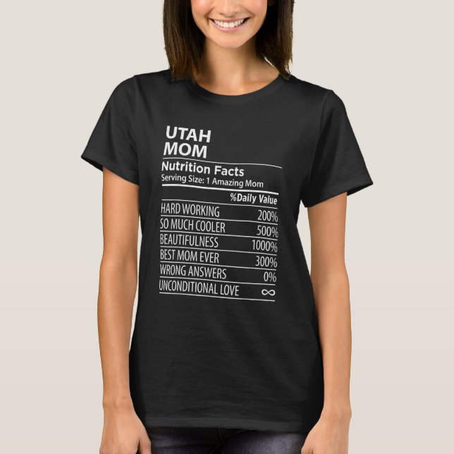 Camiseta UTAH UT MOM Nutrition Hacts Mujeres Estado de Esta (Anverso)