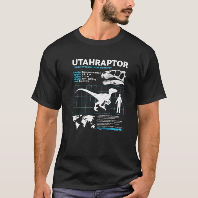 Camiseta Utahraptor fact sheet Dinosaur Facts (Anverso)