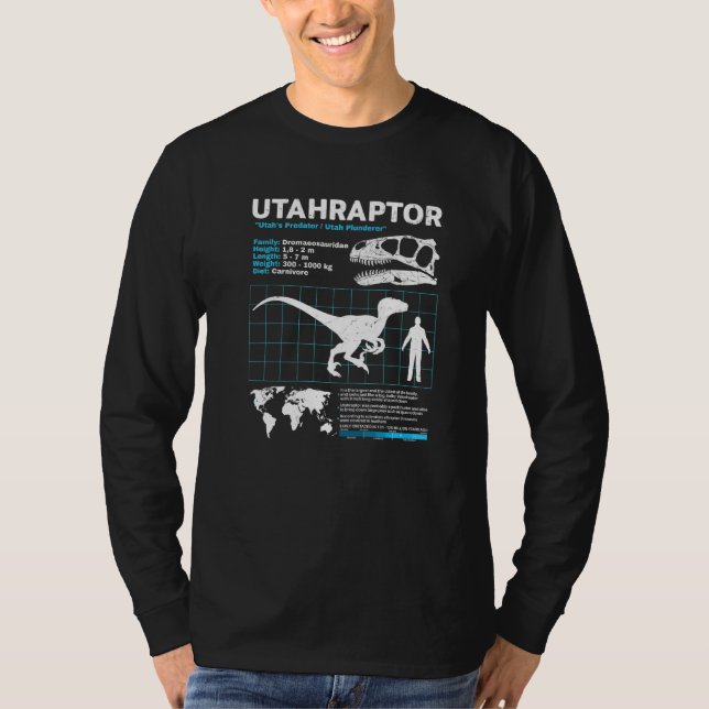 Camiseta Utahraptor fact sheet Dinosaur Facts (Anverso)