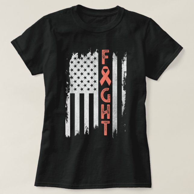 Camiseta Uterine Cancer Awareness Peach Ribbon Endometrial  (Diseño del anverso)