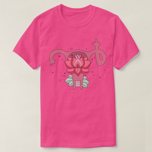 Camiseta Uterus muestra el feminismo feminista del dedo med (Diseño del anverso)