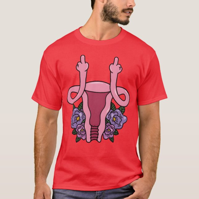 Camiseta Uterus Shows Middle Finger Feminist Feminism Gift  (Anverso)