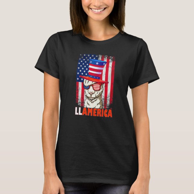 Camiseta Uu Patriótico Llama Llamerica Alpaca 4 De Julio (Anverso)