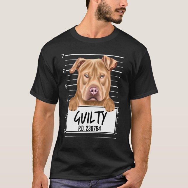 Camiseta Uu Staffordshire Terrier Mugshot Guilty Dog (Anverso)